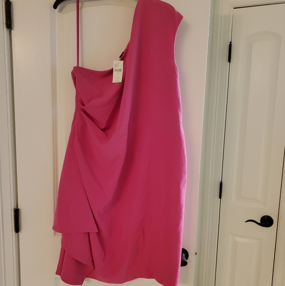 Christian Siriano for Lane Bryant Fuchsia color one shoulder dress - Picture 1 of 5